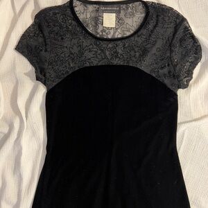 Vintage 90's-00's Style Black Velvet Mesh Top Dress